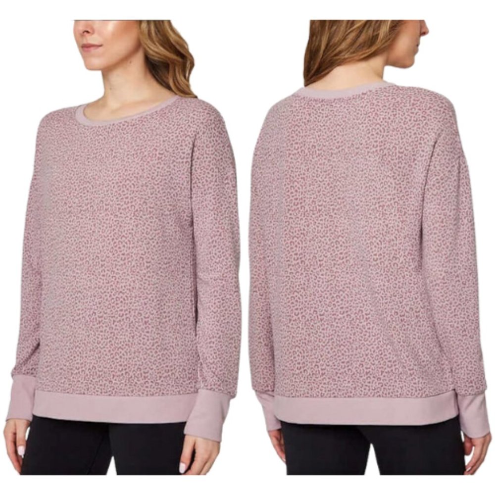 Mondetta Leopard Pullover Printed Sweatshirt Lightweight Top Lilac Pink SML NWT